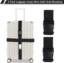 Carica l'immagine nel visualizzatore di Gallery, AiQInu Cinghie per Valigie,2 Cinghie per Bagagli Regolabili,Segnare Bagagli Fissaggio Valigie Cintura Sicurezza per Bagagli Accessori Viaggio Utili 2 Nero