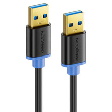 Carica l'immagine nel visualizzatore di Gallery, deleyCON 3,0m USB 3.0 Super Speed - A Connettore a A Connettore - Velocità di Trasferimento fino a 5 Gbit/s - Nero/Blu