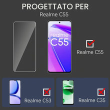 Carica l'immagine nel visualizzatore di Gallery, Dabuu Vetro Temperato per Realme C55, 3 Pezzi Pellicola Protettiva + 3 Pezzi Protezione Fotocamera Pellicola HD Durezza 