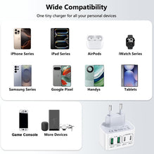 Carica l'immagine nel visualizzatore di Gallery, Caricatore USB C, 40 W 4 Porte USB C Caricabatterie Rapido, Piatto Compatto Salvaspazio Alimentatore USBC per Spazi Rist