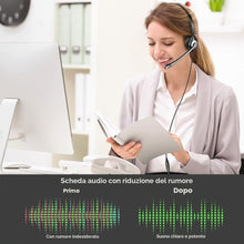 Carica l'immagine nel visualizzatore di Gallery, Wantek Cuffie con microfono USB 3,5 mm Jack Tipo C Adattatore Professioanl Cuffie con Cancelling Mic per Call Center Bus