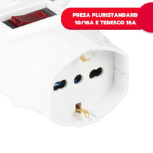 Carica l'immagine nel visualizzatore di Gallery, POLY POOL - PP2635 Prolunga Elettrica con Cavo Elettrico Bianco Estensibile 3 Metri - Spina 10A Salvaspazio e Presa Gran
