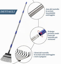 Carica l'immagine nel visualizzatore di Gallery, Rastrello da giardino Heavy Duty, per lavori di giardinaggio con 11 denti in metallo di larghezza 21 cm, aggiornato da 7