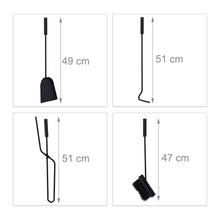 Carica l'immagine nel visualizzatore di Gallery, Relaxdays Set di Attrezzi da Camino, 5 Accessori, Attizzatoio, Paletta, Scopino, Pinza e Supporto Utensili, Grigio Nero