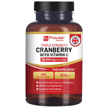 Carica l'immagine nel visualizzatore di Gallery, Mirtillo rosso a tripla forza 30.000 mg con aggiunta di vitamina C - 180 compresse vegane Compresse facili da deglutire 