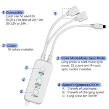 Carica l'immagine nel visualizzatore di Gallery, Sunity Controllo LED Bluetooth, 12V, 2 connettori