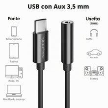 Carica l'immagine nel visualizzatore di Gallery, deleyCON USB-C a 3,5mm Audio Adattatore - DAC-Chip &amp; TRRS - USB Tipo-C Connettore a Presa Jack - Compatibile con Smartph