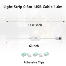 Carica l'immagine nel visualizzatore di Gallery, Striscia luminosa per macchina da cucire, 0,3 m, 1,7 m, cavo di alimentazione 5 V, set di strisce luminose USB, luce bia