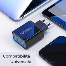 Carica l'immagine nel visualizzatore di Gallery, Caricatore USB da Muro 40W, 4 Porte con QC 3.0 Carica Rapida, Caricabatterie Multiplo per iPhone 15 14 13 12 11 X, Samsu