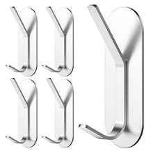 Carica l'immagine nel visualizzatore di Gallery, Alyvisun 5 Pezzi Ganci Adesivi, Appendi Accappatoio Bagno in Acciaio Inox