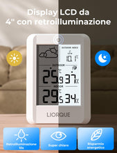 Carica l'immagine nel visualizzatore di Gallery, LIORQUE Stazione Meteo Con Sensore Esterno, LCD Retroilluminato
