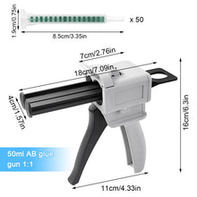 Carica l'immagine nel visualizzatore di Gallery, Set di Pistola per Colla, AB Pistola Erogatrice 1:1, Pistole per Silicone per DIY, con 50 Tubi di Miscelazione F08, Pist