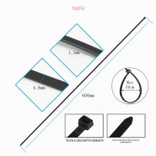 Carica l'immagine nel visualizzatore di Gallery, Fascette extra large resistenti per uso esterno, 600 mm x 4,8 mm, resistenza alla trazione 22 kg, 50 pezzi, nero
