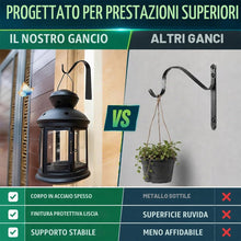 Carica l'immagine nel visualizzatore di Gallery, Ganci da Parete per Esterni, Confezione da 4, in Ferro Battuto Robusto, Supporto per Fioriere Sospese e Lanterne, Ideale