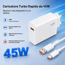 Carica l'immagine nel visualizzatore di Gallery, Caricatore 45W per Xiaomi, Cavo USB-C 1M, Ricarica Rapida
