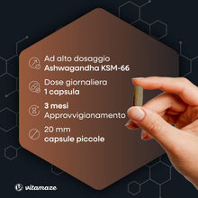 Carica l'immagine nel visualizzatore di Gallery, Ashwagandha KSM-66® per Stress e Benessere Mentale – 600mg al Giorno, 90 Capsule (3 Mesi), 5% Witanolidi, 1 Capsula al G