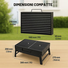 Carica l'immagine nel visualizzatore di Gallery, Barbecue Portatile a Carbone con Maniglia – Grill Compatto da Tavolo per Campeggio, Giardino, Balcone e Picnic
