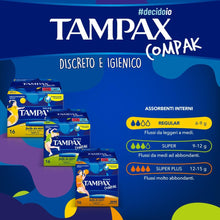 Carica l'immagine nel visualizzatore di Gallery, Tampax Compak Super, 24 Assorbenti Interni con Applicatore in Plastica