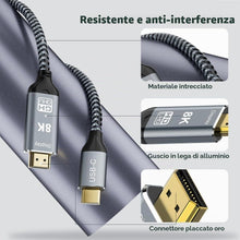 Carica l'immagine nel visualizzatore di Gallery, Cavo USB C a HDMI 2.1, 8K@60Hz 4K@144Hz, Thunderbolt 4/5 a HDMI, Tipo C Compatibile con MacBook Pro M4, M3, iPad, iPhone