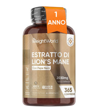 Carica l'immagine nel visualizzatore di Gallery, Lions Mane 365 Compresse Vegane, 1 al Giorno (1 Anno), Hericium Erinaceus