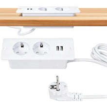 Carica l'immagine nel visualizzatore di Gallery, Multipresa da Tavolo a Scomparsa, Presa da Incasso con 2 Prese e 2 USB, Cavo da 1,5 m, per Piano di Lavoro, Tavolo da Co