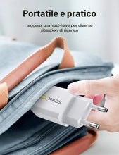 Carica l'immagine nel visualizzatore di Gallery, SCHITEC Caricatore da muro USB, 2 porte di alimentazione 5V/2.1A. Adattatore portatile per iPhone 11, X, 8, 7, per Samsu