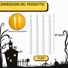 Carica l'immagine nel visualizzatore di Gallery, Candeline Led,4 Pezzi Candela Led Lunghe bianche sottili,Con Fiamma Tremolante 3D,candele finte fiamma oscillante Per Fe