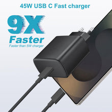 Carica l'immagine nel visualizzatore di Gallery, 45W USB C Caricatore Caricabatterie con 3M Nylon Cavo USB Type-C per Samsung Galaxy S26 S25 S24 S23 S22/S21Note/A53/A15,