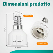 Carica l'immagine nel visualizzatore di Gallery, DiCUNO Adattatore da E14 a GU10, Socket Converter Socket Adapter, 6 Pezzi
