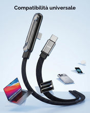 Carica l'immagine nel visualizzatore di Gallery, Kuulaa 1.5m Cavo di ricarica rapida USB C 240 W con supporto pieghevole per cellulare, cavo dati da USB C a C ad angolo 