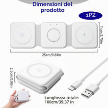 Carica l'immagine nel visualizzatore di Gallery, Caricatore Wireless 3 in 1 Pieghevole Magnetico per iPhone, Watch e Pods