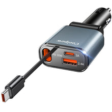 Carica l'immagine nel visualizzatore di Gallery, 3-IN-1 Retrattile Caricatore Auto【Ricarica rapida】12V/24V Adattatore USB C