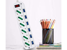 Carica l'immagine nel visualizzatore di Gallery, Extrastar Multipresa ciabatta elettrica 6 Posti 10/16A Bipasso Schuko 250V Max:2500W con interruttori indipendenti 1,5MT