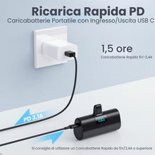 Carica l'immagine nel visualizzatore di Gallery, Mini Power Bank 5200mAh, 20W Ricarica Rapida Powerbank Portatile, Ultra Sottile &amp; Leggero Batteria Esterna con LCD Displ