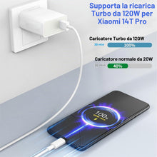 Carica l'immagine nel visualizzatore di Gallery, 120W Caricatore Rapido Adattatore USB per Xiaomi,Caricatore Turbo con Cavo USB C 2m per Xiaomi 14 Ultra 14T 13T 13 12T 1
