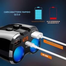 Carica l'immagine nel visualizzatore di Gallery, Caricatore USB C da Auto Sdoppiatore Accendisigari QC 3.0, 150 W Con Doppio QC3.0 e 20 W PD Tipo C Caricabatteria da Aut