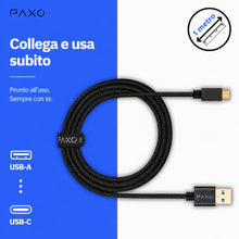 Carica l'immagine nel visualizzatore di Gallery, PAXO Cavo USB C 1m, 10 Gbit/s (1,25 GByte/s), USB 3.2 Gen2 (3.0, 3.1), cavo di ricarica e cavo dati USB tipo C, nero