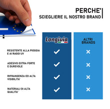 Carica l'immagine nel visualizzatore di Gallery, 4 PEZZI Adesivi Targa Auto Italiana RIFRANGENTI – Misura 4.5 x 9.8 cm - Adesivi Targa Auto Ultra Resistente Pioggia Sole