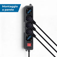 Carica l'immagine nel visualizzatore di Gallery, VulTech MU-UPS01 Multipresa per UPS IEC14 a 5 Posti Prese Italiane 10/16A e Schuko/Tedesche, Tasto On/Off, Ignifuga, Cav