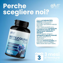 Carica l'immagine nel visualizzatore di Gallery, OVF Citicolina Integratore Metilcolina Trio Complex 90 Cps, Integratore Memoria e Concentrazione per supporto delle Funz