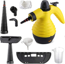 Carica l'immagine nel visualizzatore di Gallery, Bakaji Pulitore a Vapore Portatile Potenza 1050W Pressione 3,2 BAR 28g/min Serbatoio 300ml Riscaldamento Rapido con Beccuccio Girevole 360 Gradi Blocco di Sicurezza e Accessori Pulizia Casa (Giallo)