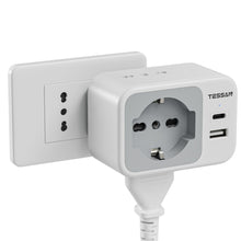 Carica l'immagine nel visualizzatore di Gallery, TESSAN Multipresa 2 USB, 2 Prese IT e 1 Schuko, Multipresa da Parete, 10A