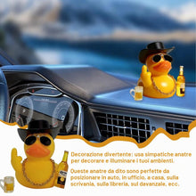 Carica l'immagine nel visualizzatore di Gallery, Paperella di Gomma per Auto, Anatra Gialla Giocattolo, Ornamenti Auto con, Occhiali da Sole, Catena d'Oro per Decorare B