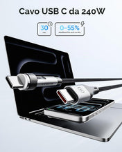 Carica l'immagine nel visualizzatore di Gallery, Kuulaa Cavo di ricarica magnetico USB-C 2 in 1, 240 W, cavo di ricarica USB-C e Lightning, PD 3.1, cavo di ricarica magn