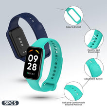 Carica l'immagine nel visualizzatore di Gallery, 5 Pezzis Cinturini Compatibile con Xiaomi Smart Band 8 Active e Redmi Smart Band 2, Cinturino in Silicone Morbido di Ric