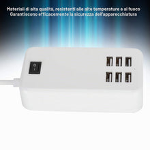 Carica l'immagine nel visualizzatore di Gallery, Caricatore USB, 6 Porte 100-240 V 30 W Ciabatta USB, Stazione di Ricarica USB con Interruttore Per Cellulare, Tablet, Fo