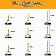 Carica l'immagine nel visualizzatore di Gallery, Viti per Legno, 410 Pz, M3-M4, Testa Piana, Croce, Autoperforanti