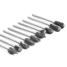 Carica l'immagine nel visualizzatore di Gallery, Mesee 10Pz Fresas Rotativas in Carburo di Tungsteno, Set di Lime Fresa a Doppia Taglio con Gambo da 3mm Frese Rotanti Di
