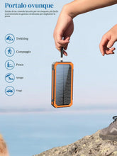 Carica l'immagine nel visualizzatore di Gallery, Powerbank solare 20000mAh, caricatore solare impermeabile USB C Caricabatteria solare esterno con uscite, Power Bank per
