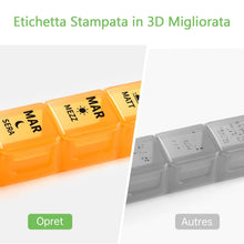 Carica l'immagine nel visualizzatore di Gallery, Opret Portapillole Settimanale 28 Scomparti ITALIANO da Viaggio